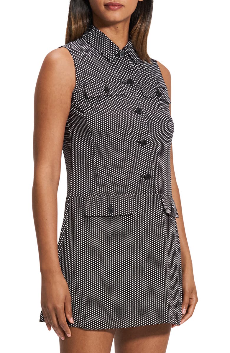 Theory Button Front Recycled Polyester Minidress, Alternate, color,