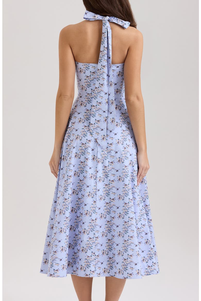Claudia Floral Halter Midi Dress, Alternate, color, BEE FLORAL BLUE