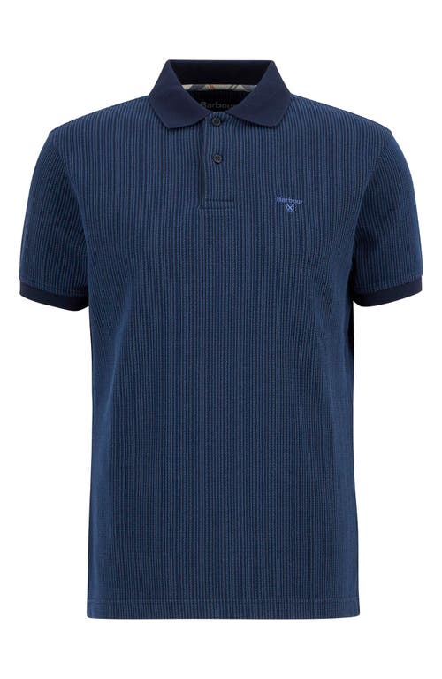 Barbour Harworth Textured Stripe Cotton Polo In Blue