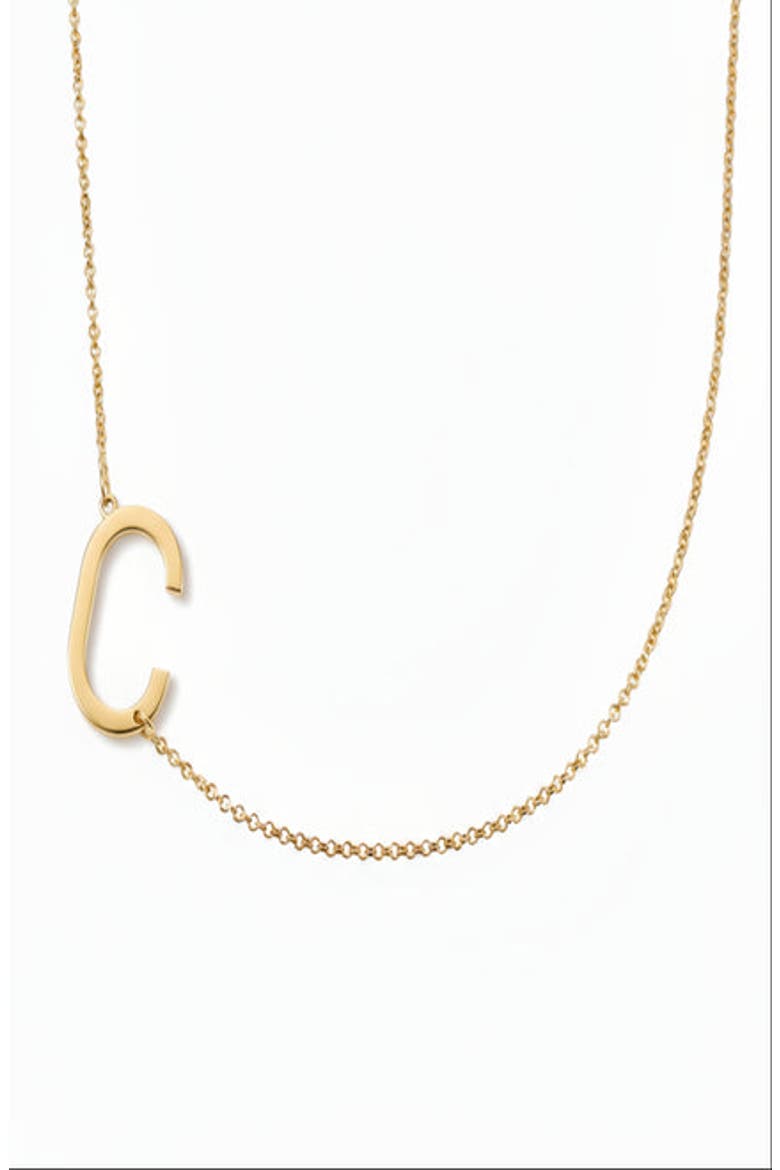 Sideways Initial Necklace in Gold Plated Sterling Silver, Main, color, Letter C