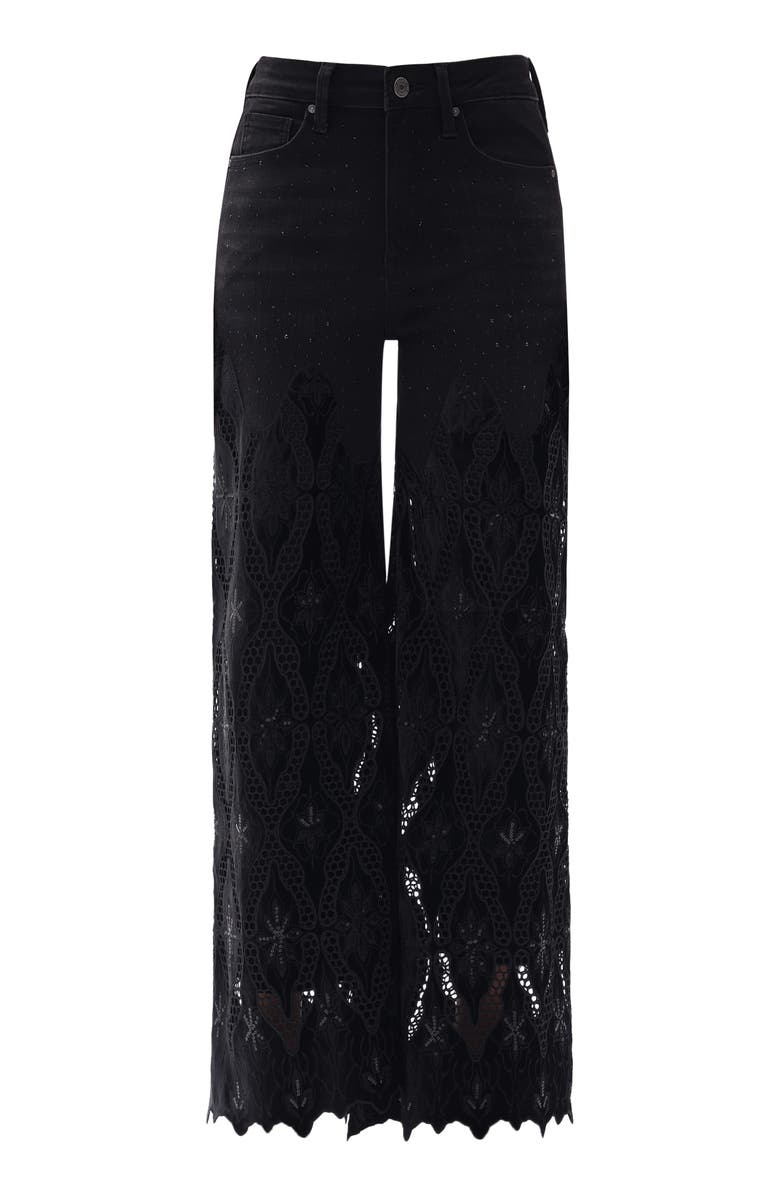 Bayeas Rhinestone Embroidered High Waist Wide Leg Jeans, Alternate, color, Black