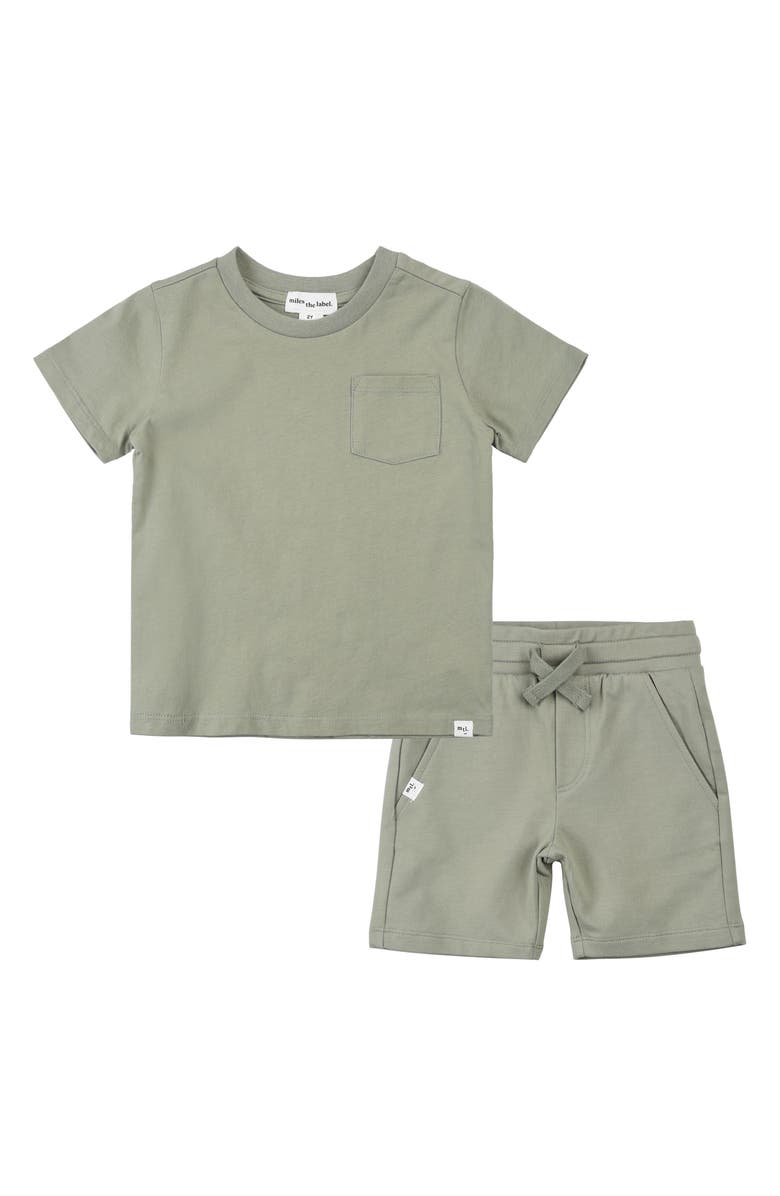 MILES THE LABEL Sage Shirt & Shorts Set, Main, color, Dusty Green