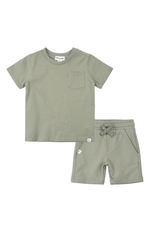 Shop Miles The Label Sage Shirt & Shorts Set In Dusty Green
