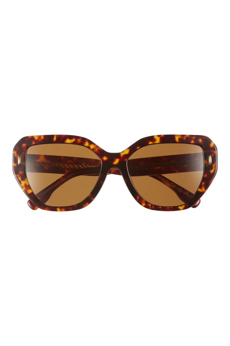 55mm Polarized Cat Eye Sunglasses, Main, color, DK TORT