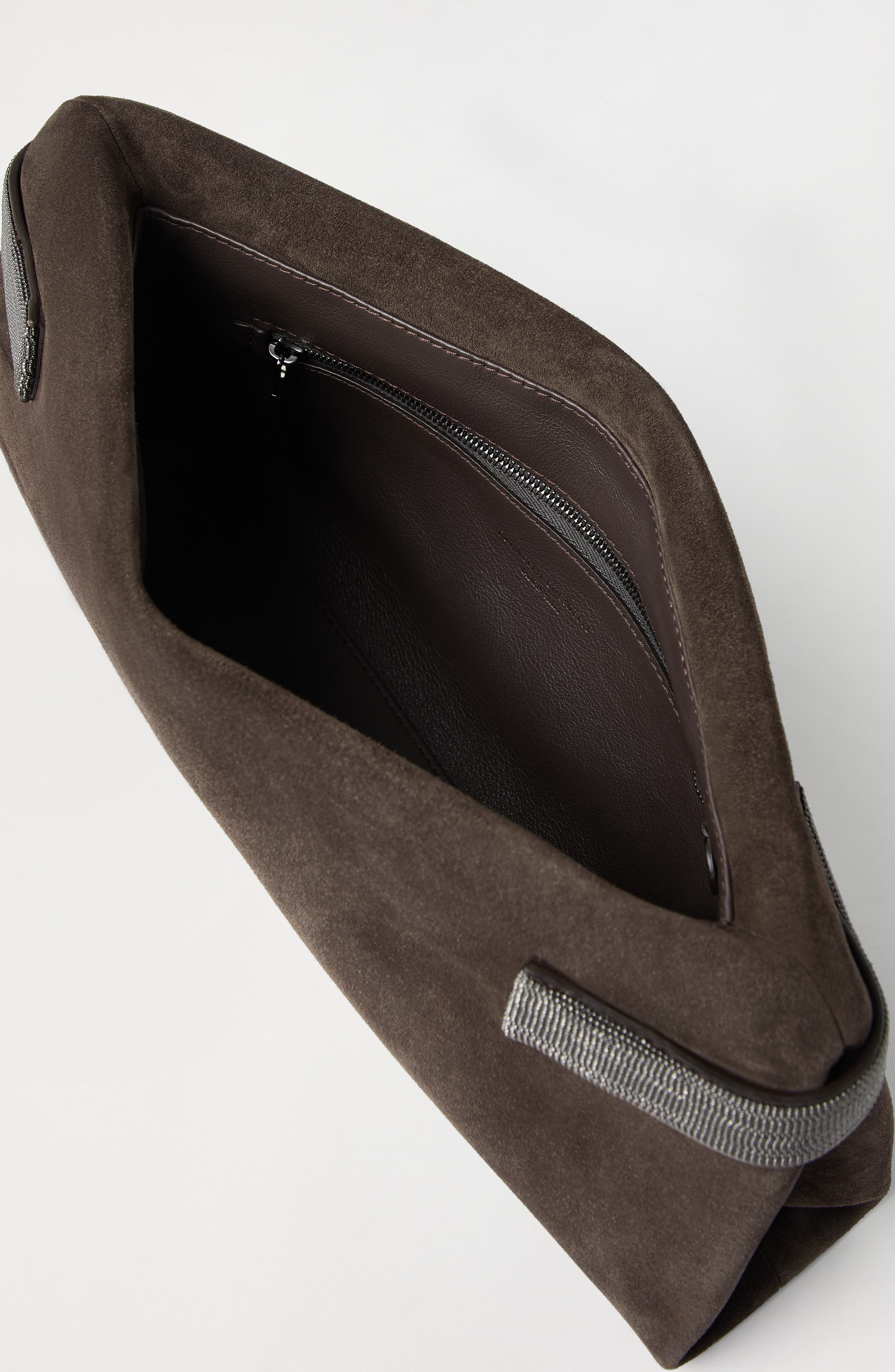 Brunello Cucinelli Essence pouch bag, Alternate, color, Pine Cone Brown