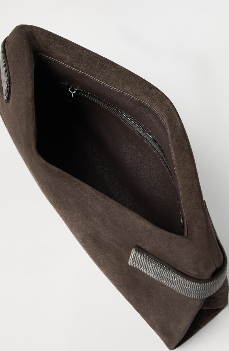 Brunello Cucinelli Essence pouch bag, Alternate, color, Pine Cone Brown