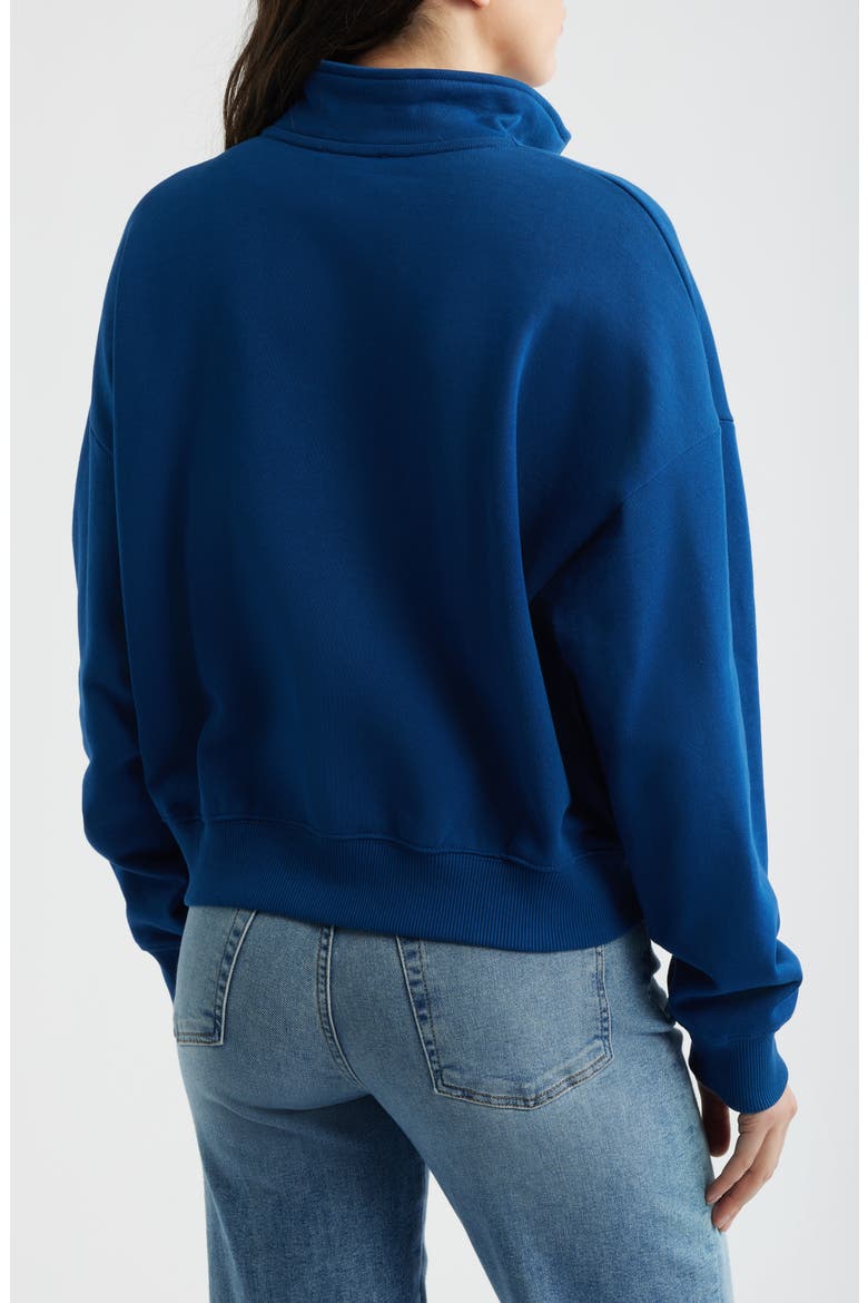 Oversize Cotton Half Zip Sweatshirt, Alternate, color, NAVY PEONY