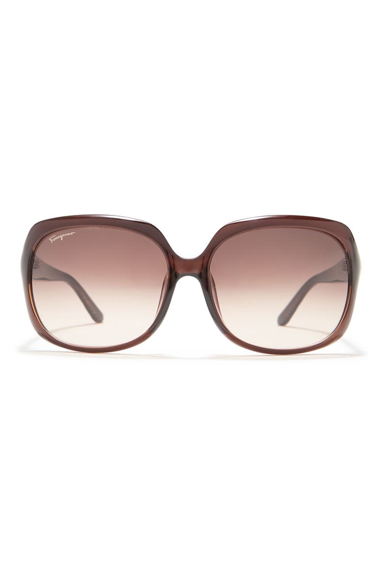 Salvatore Ferragamo 59mm Square Sunglasses, Main, color, BROWN
