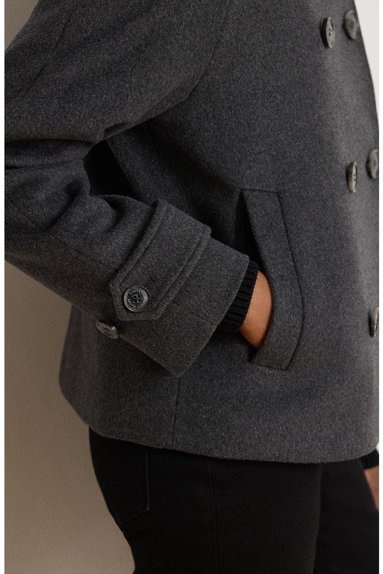 Double Breasted Cropped Wool Blend Coat, Alternate, color, MED HEATHER GREY