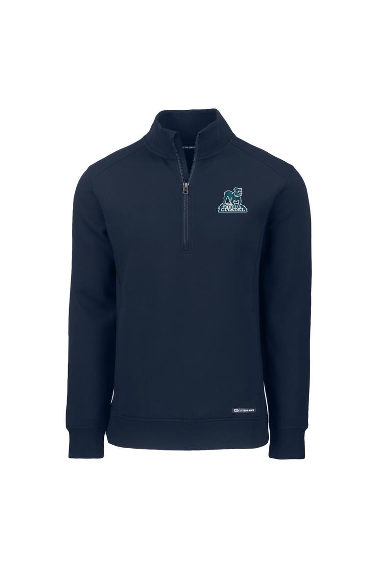 Men's Cutter & Buck  Navy Citadel Bulldogs Roam Eco Recycled Quarter-Zip Sweatshirt, Alternate, color, Navy