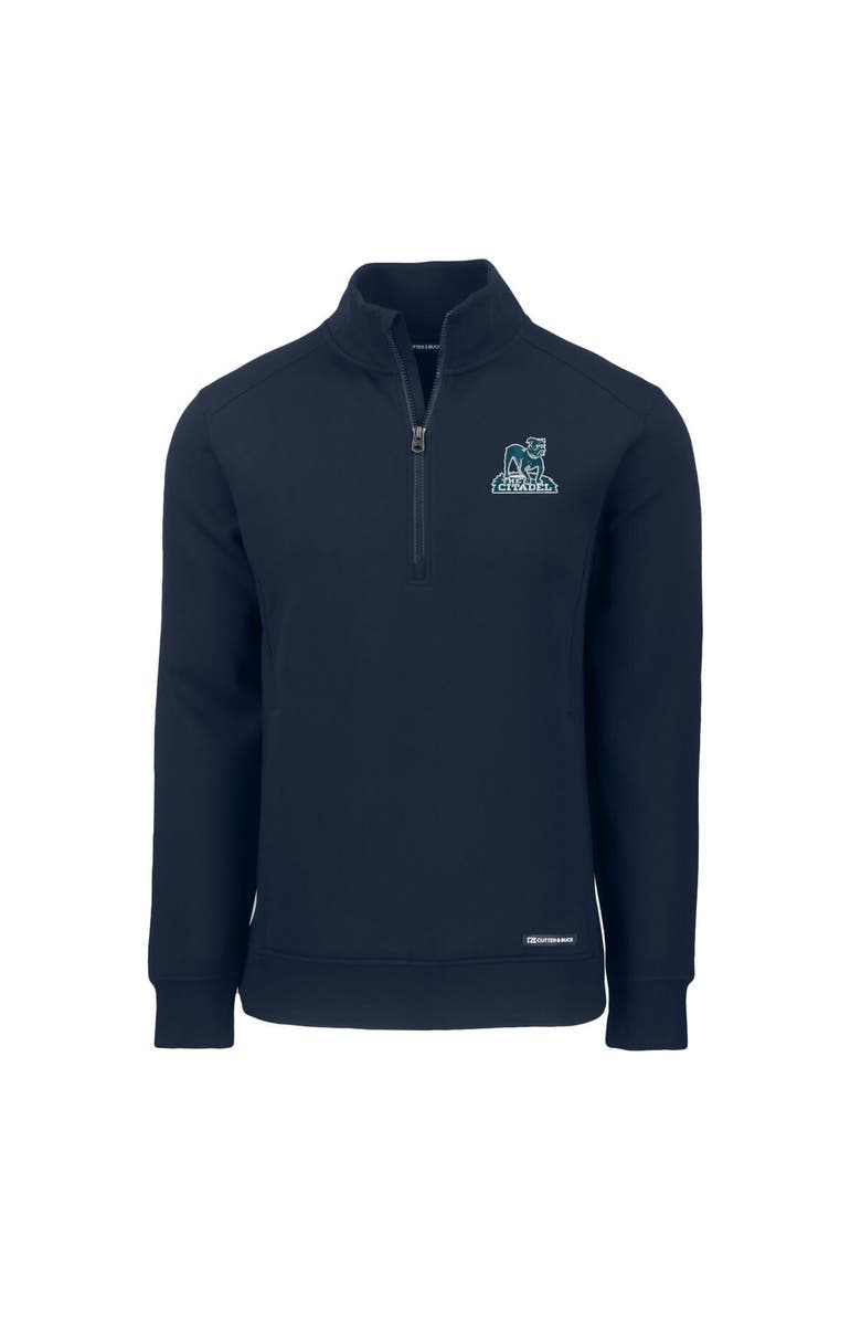 Cutter & Buck Men's Cutter & Buck Navy Citadel Bulldogs Roam Eco Recycled Quarter-Zip Sweatshirt, Alternate, color,