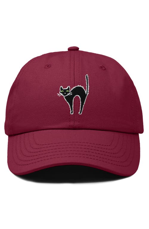 Shop Dalix Black Cat Embroidered Casual Hat In Maroon