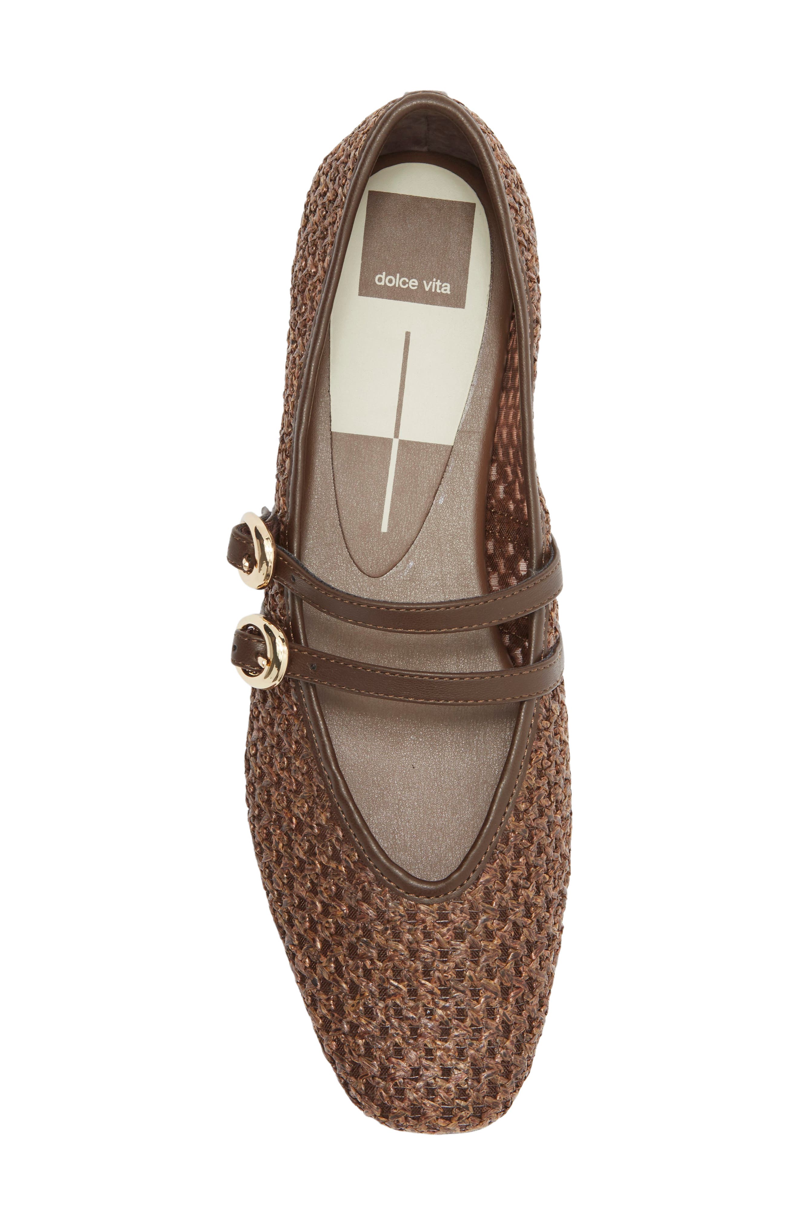 Dolce Vita Alenia Woven Mary Jane Flat, Alternate, color, Chocolate Raffia