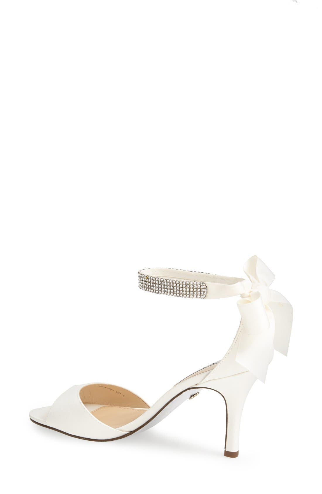 Nina 'Vinnie' Crystal Embellished Ankle Strap Sandal, Alternate, color, Ivory