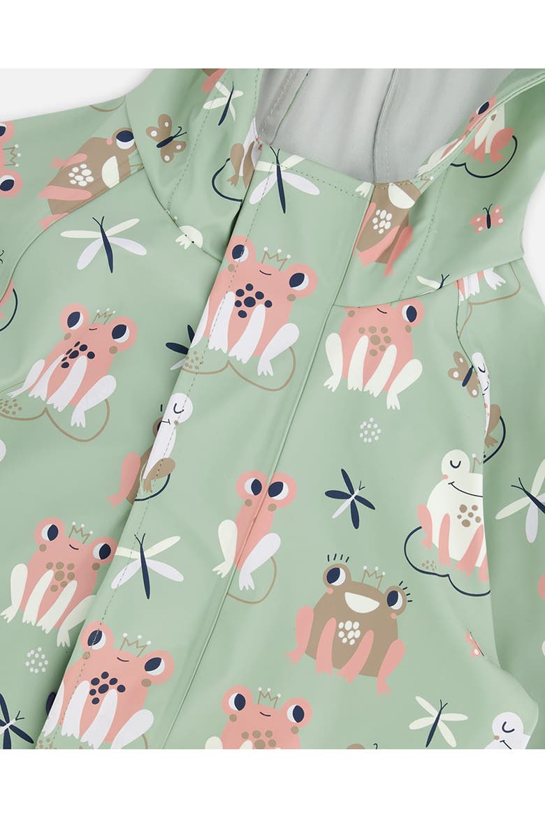 Girl Rain One-Piece Animal in Polyurethane, Alternate, color, Green with Frog Print