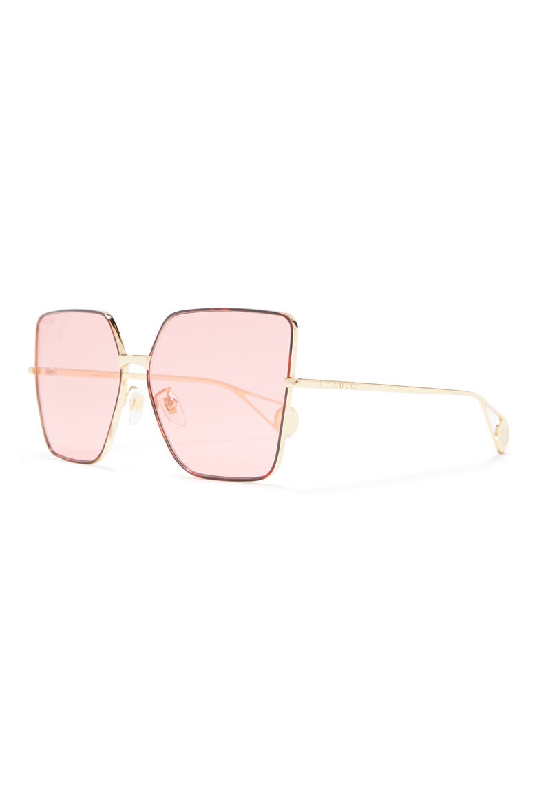 61mm Square Sunglasses, Alternate, color, GOLD