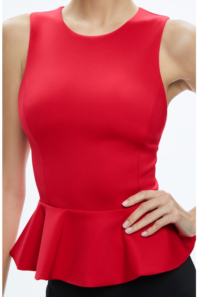 Poppy Peplum Top, Alternate, color, BRIGHT RUBY