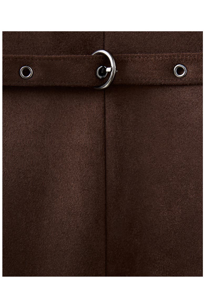 Belted Faux Suede Top, Alternate, color, BROWN