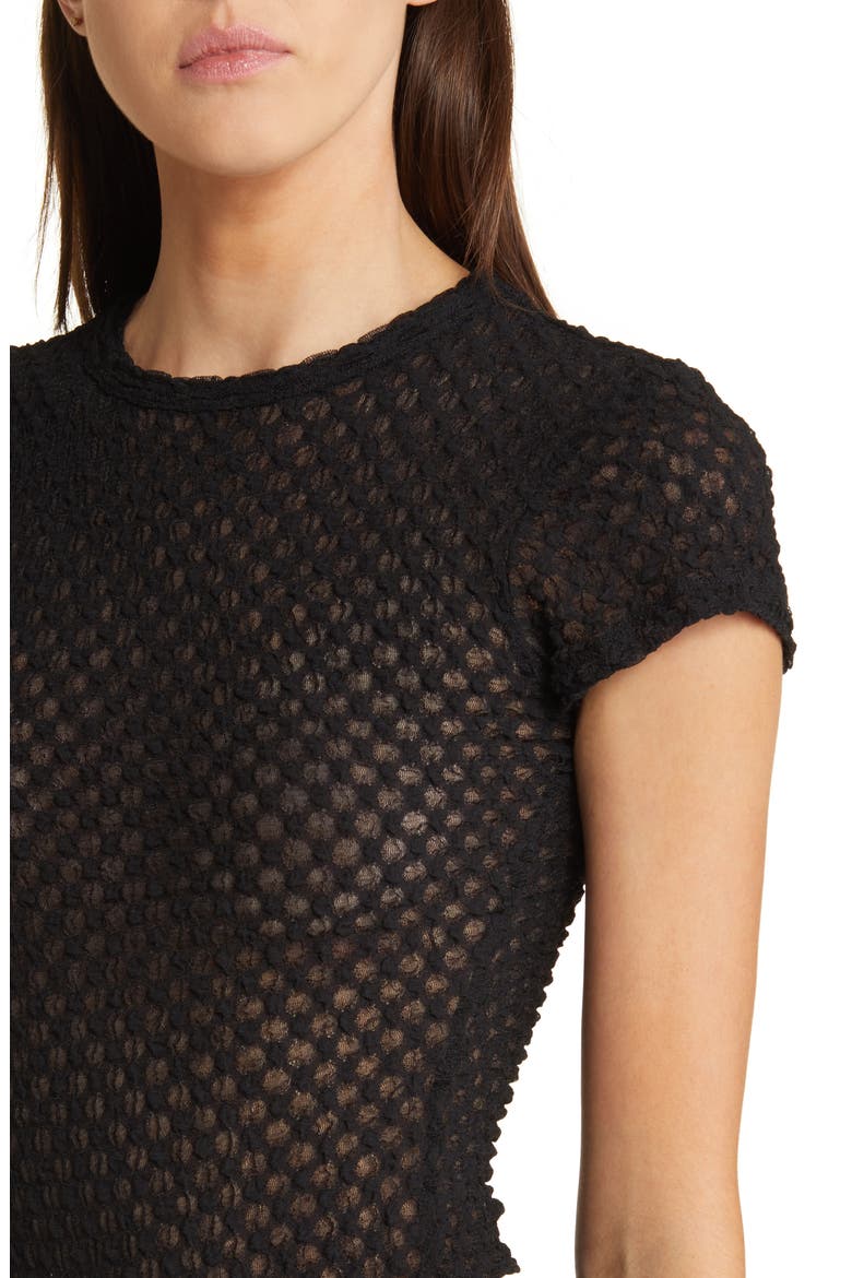 Textured Semisheer Mesh T-Shirt, Alternate, color, NOIR