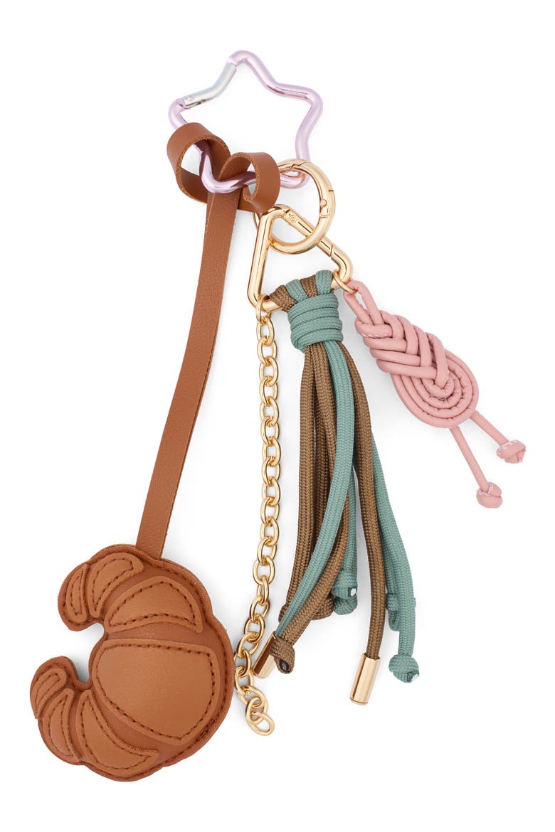 Croissant Bag Charm, Main, color, BROWN MULTI- GOLD