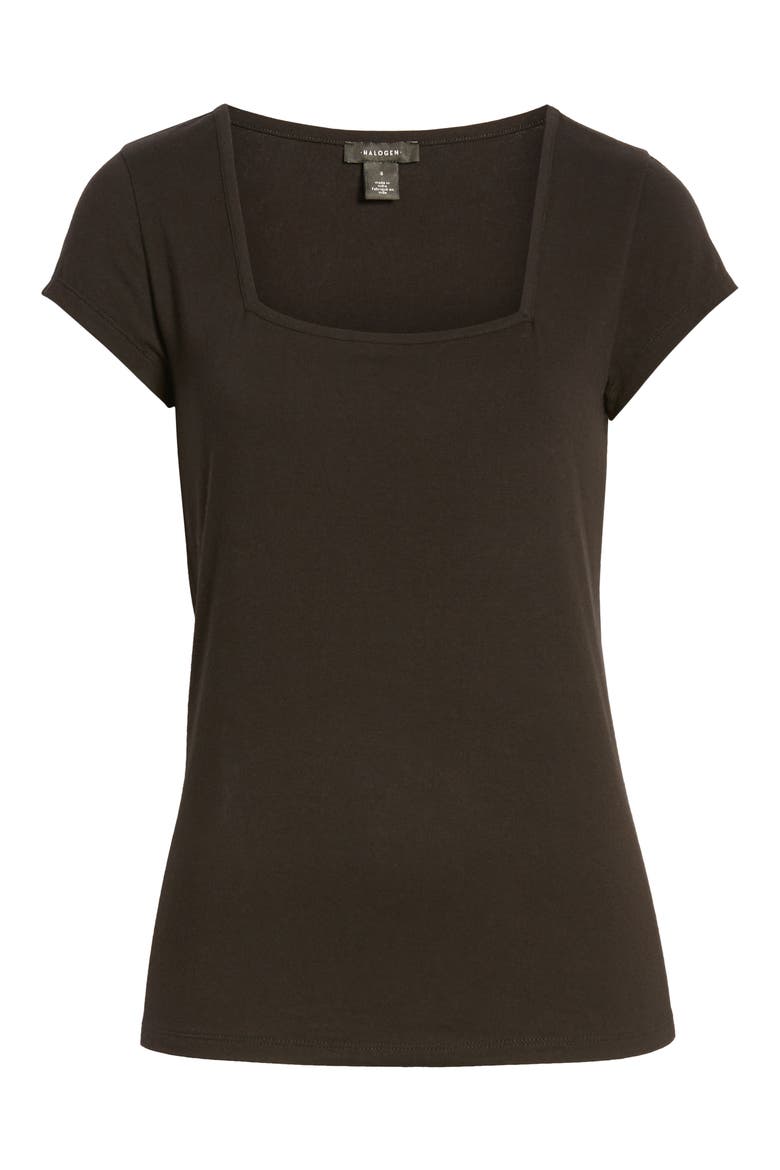 Square Neck Tee, Alternate, color, BLACK