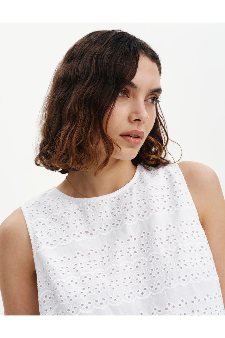 Gloria Cotton Broderie Sleeveless Top, Alternate, color, White