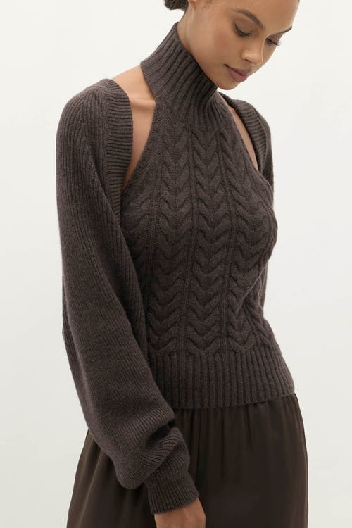Naked Cashmere Antoinette Ribbed Cashmere Shrug In Brown