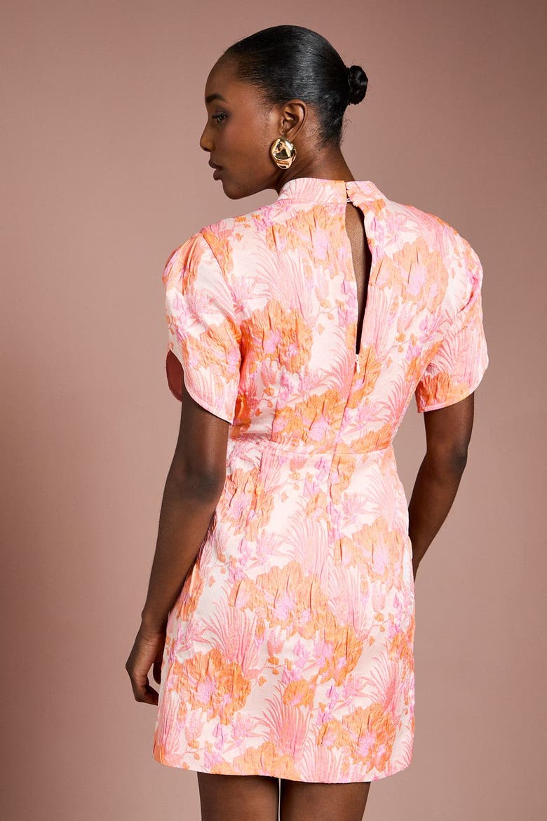 Puff Sleeve Jacquard Mini Dress, Alternate, color, Pink