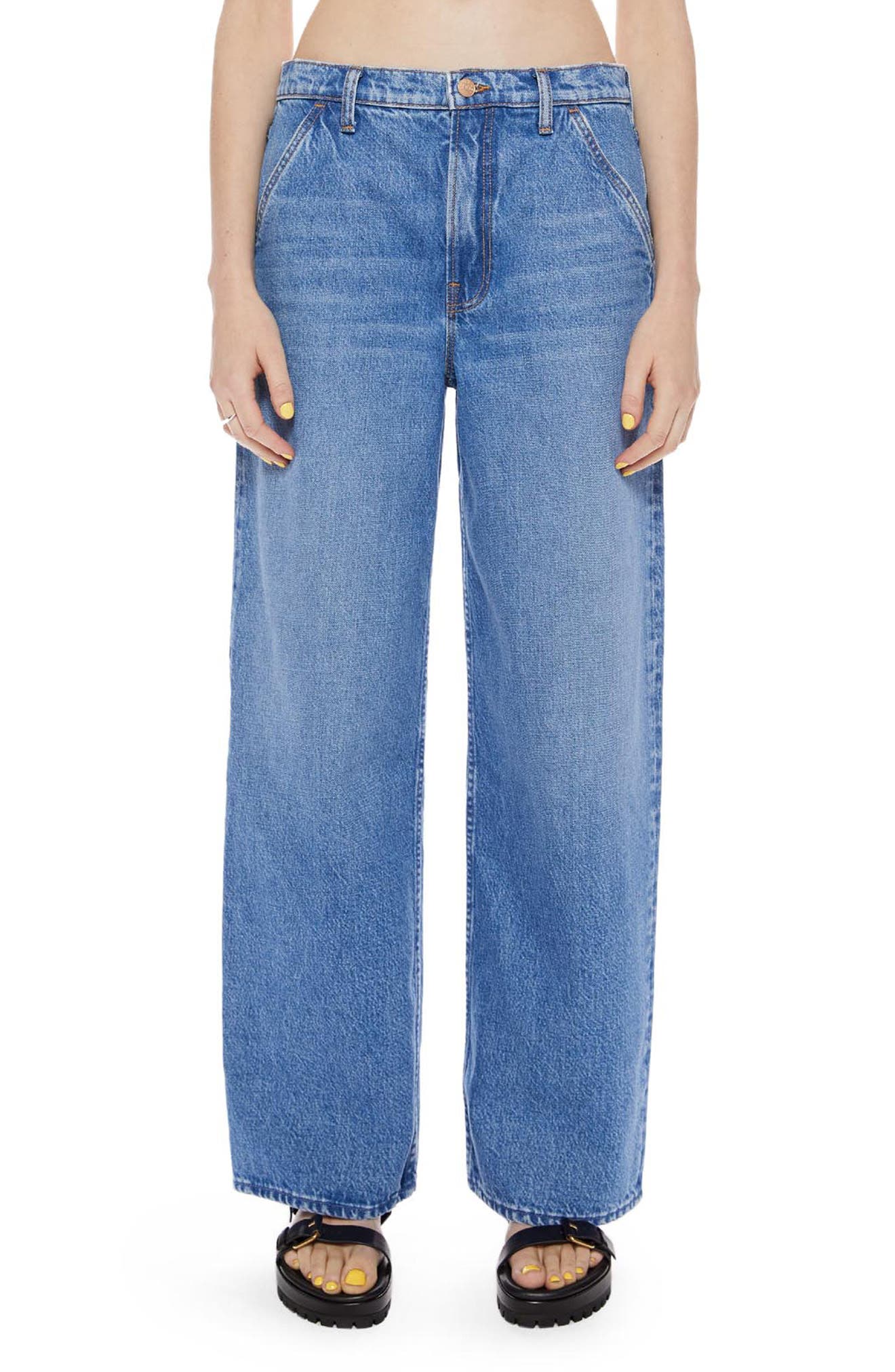 MOTHER SNACKS! The Fun Dip Utility Puddle Wide Leg Jeans (Women ...