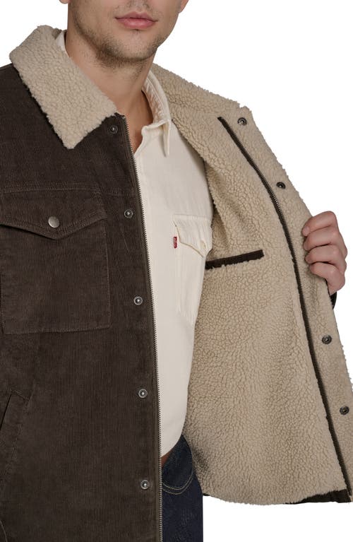 Levi's® Corduroy Faux Shearling Lined Trucker Jacket In Brown