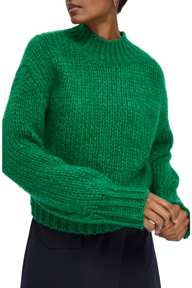 Mock Neck Chunky Knit Sweater, Main, color, EMERALD