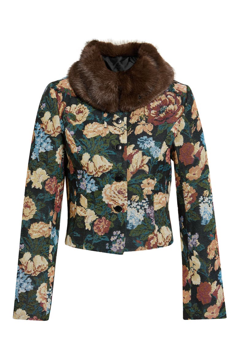 Matilda Faux Fur Trim Jacket, Alternate, color, VILLANDRY