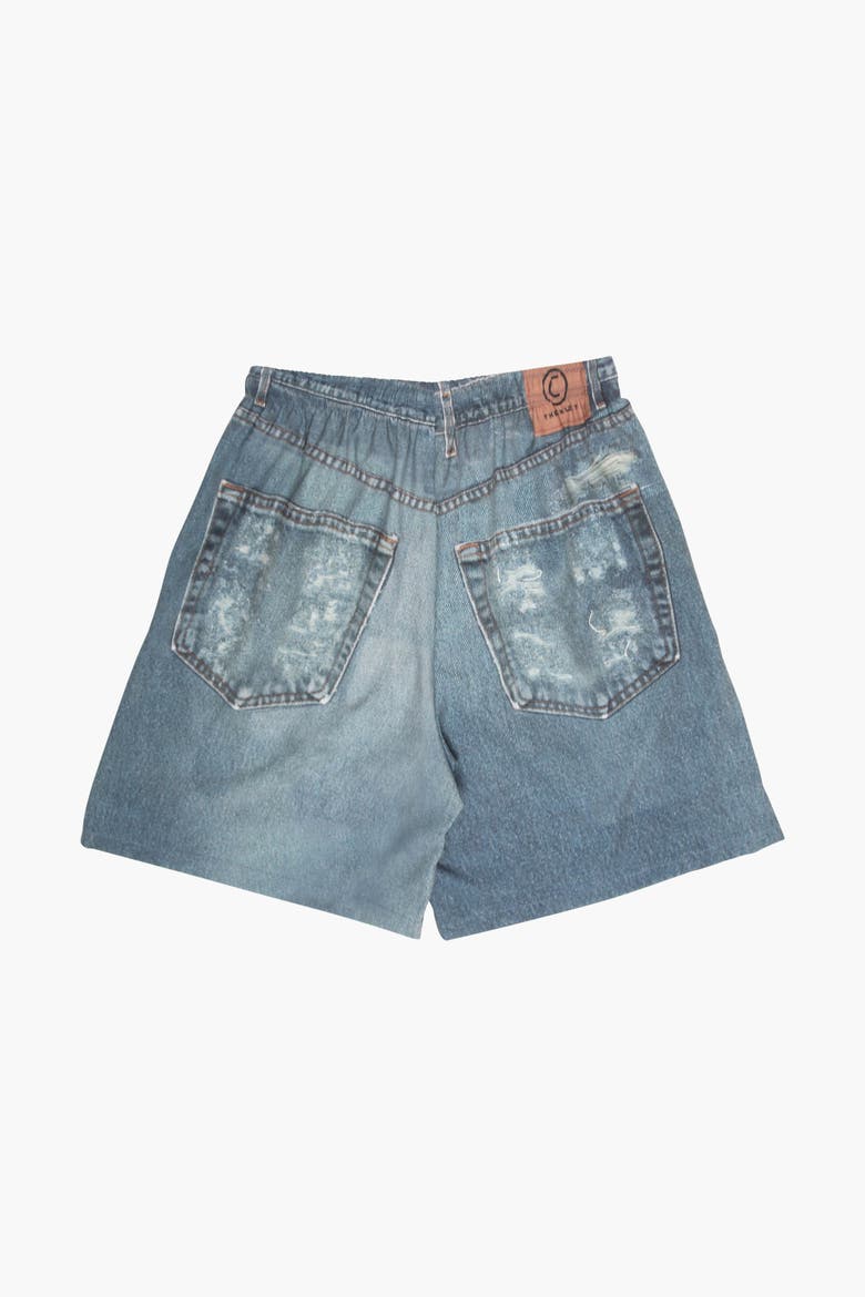 Dumb Printed Denim Short, Alternate, color, Denim