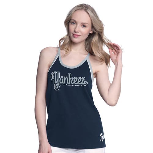 G-iii 4her By Carl Banks Navy New York Yankees Curveball Racerback Tank Top
