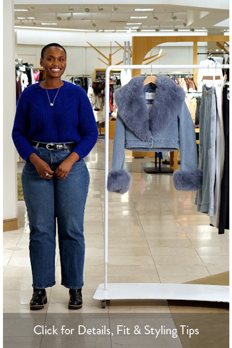 Denim Trucker Jacket with Faux Fur Cuffs & Removable Faux Fur Collar video