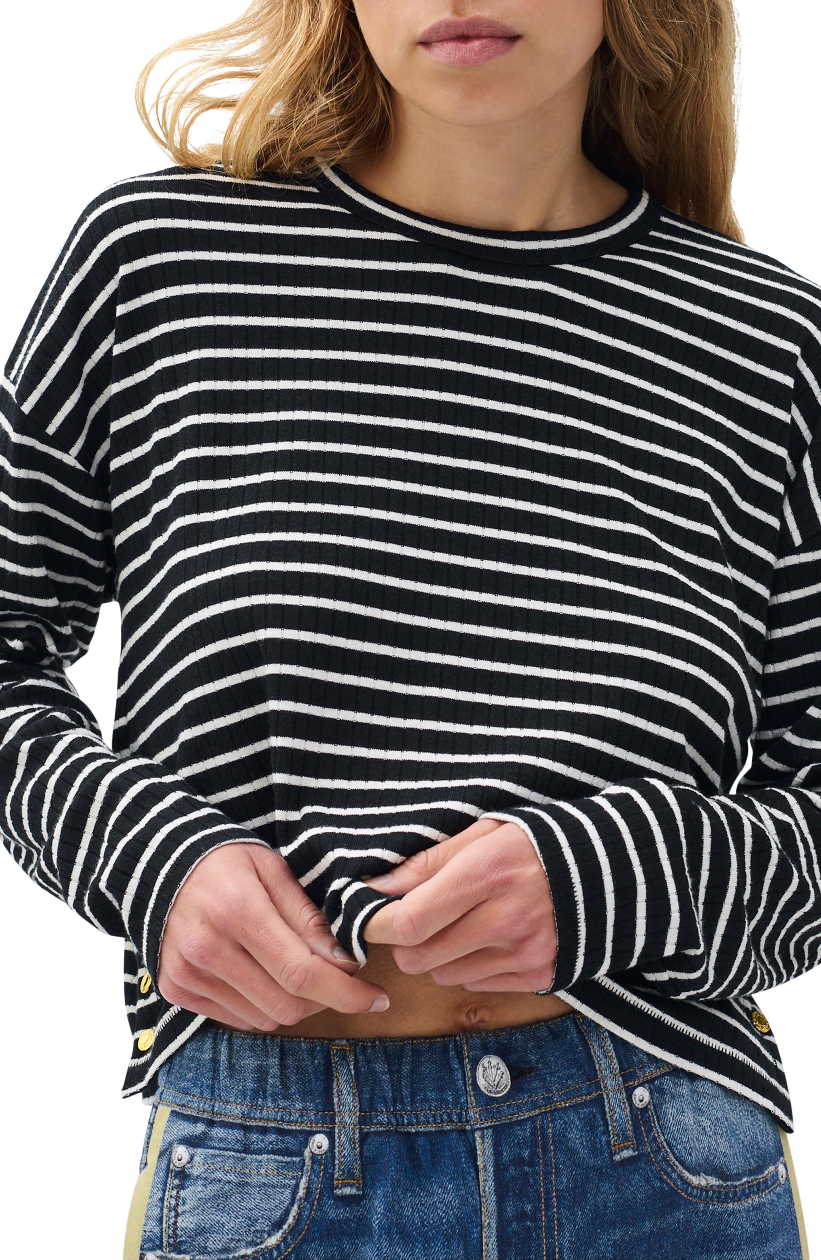 Stripe Long Sleeve Rib Top
