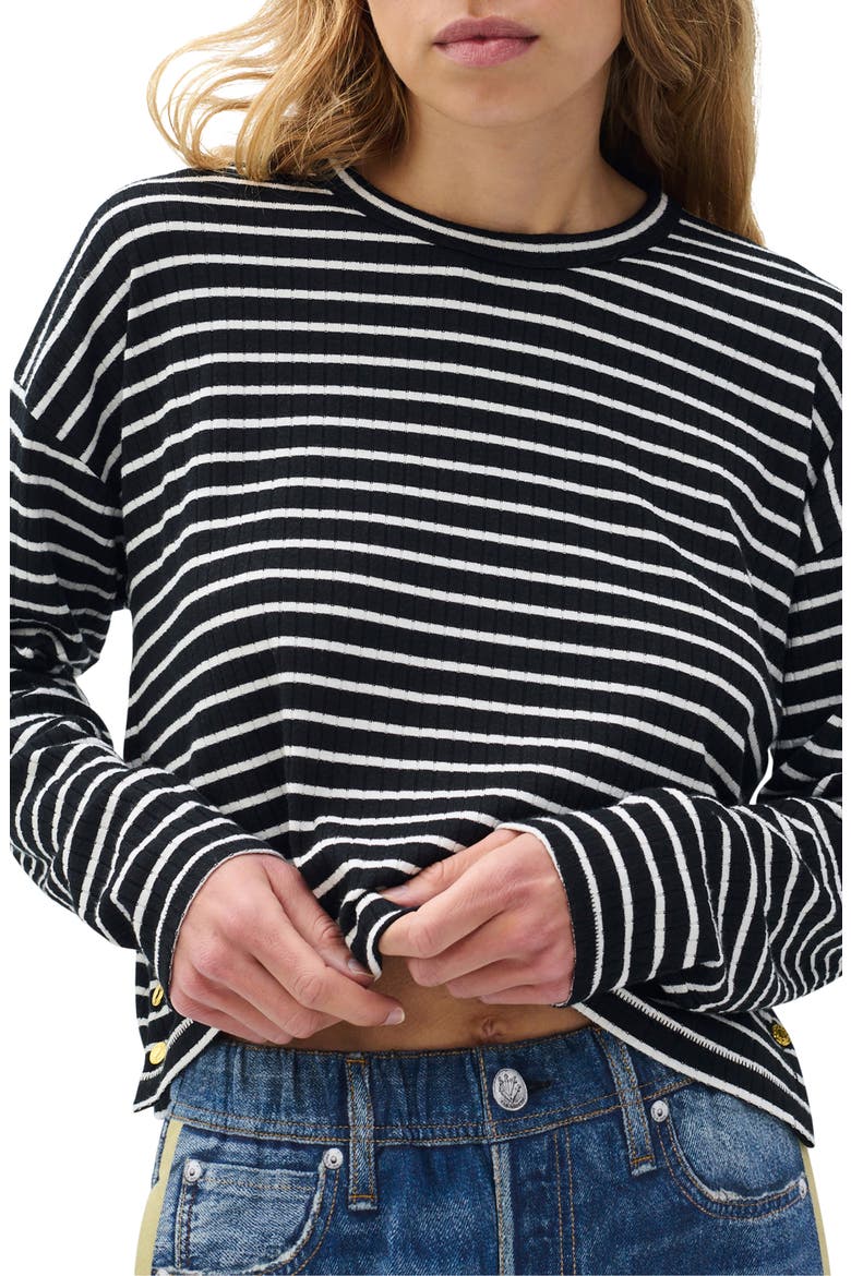Stripe Long Sleeve Rib Top, Main, color, BLACK MULTI