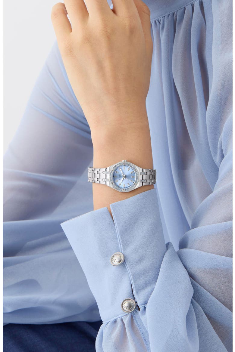 Pixie Crystal Detail Bracelet Watch, 25mm, Alternate, color, SILVER TONE