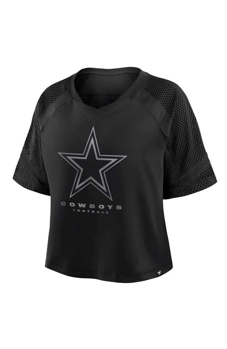FANATICS Women's Fanatics Black Dallas Cowboys Oversized Raglan V-Neck Blackout Fashion Jersey, Alternate, color, Black