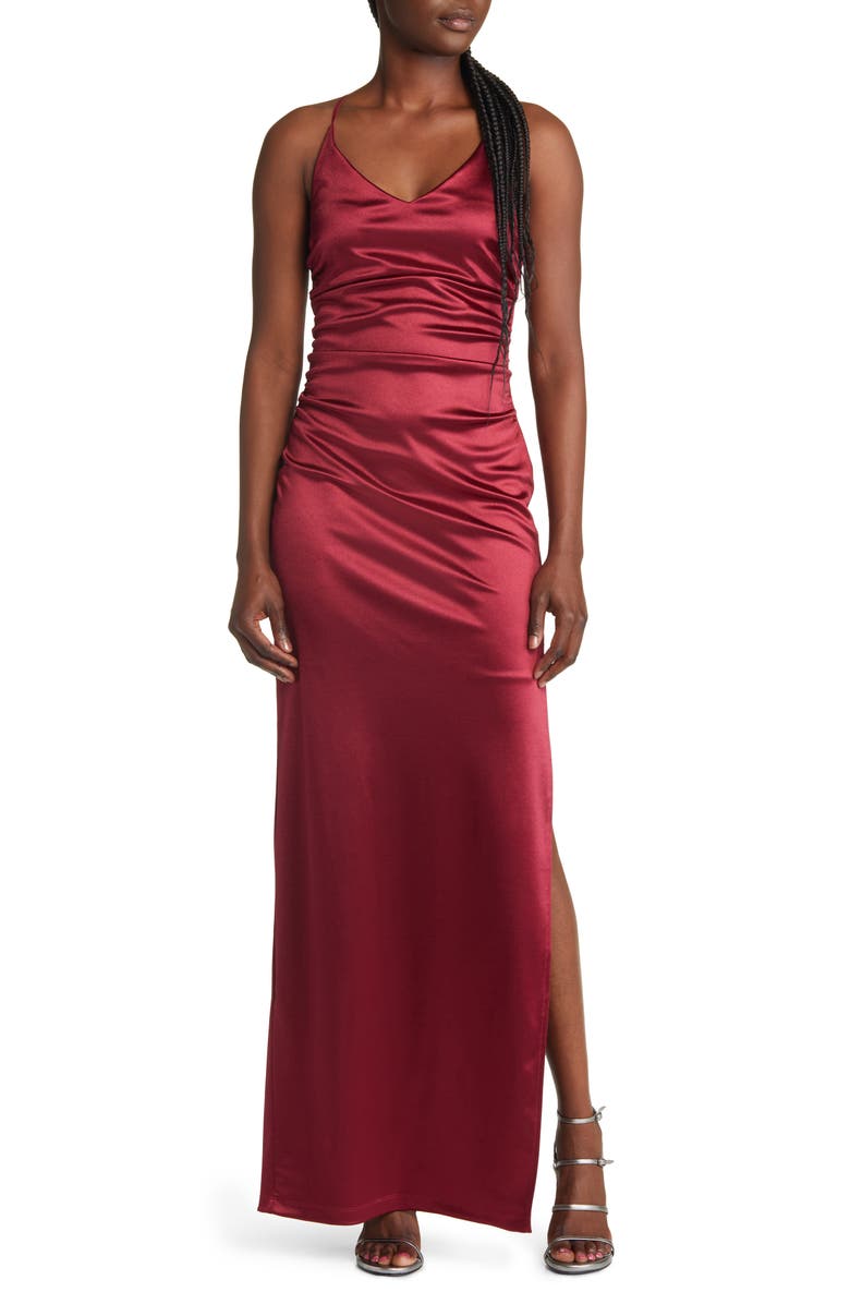 LNL Crossback Satin Gown, Main, color, 
