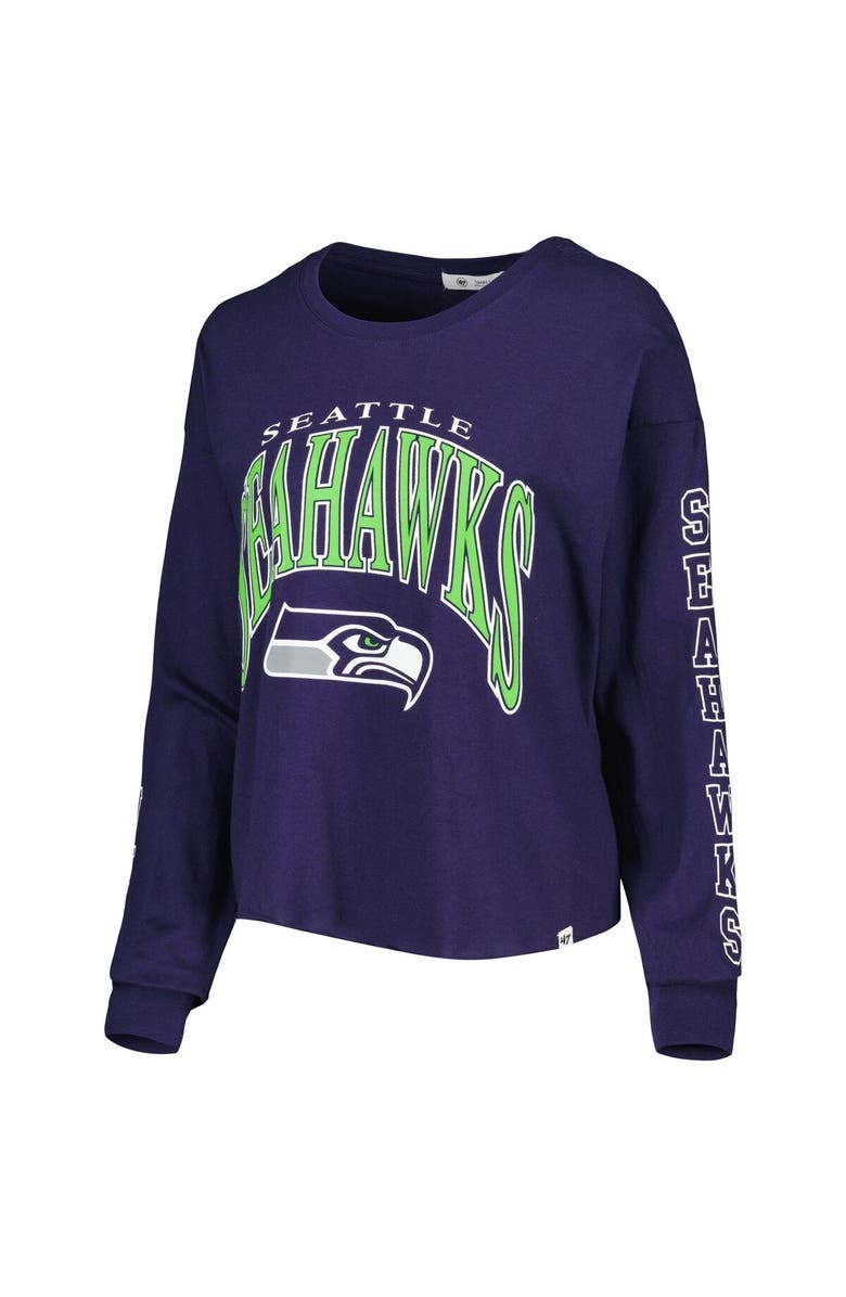 '47 Women's '47 College Navy Seattle Seahawks Skyler Parkway Cropped Long Sleeve T-Shirt, Alternate, color, Navy