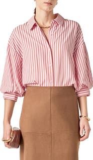 English Factory Stripe Balloon Sleeve Button-Up Shirt