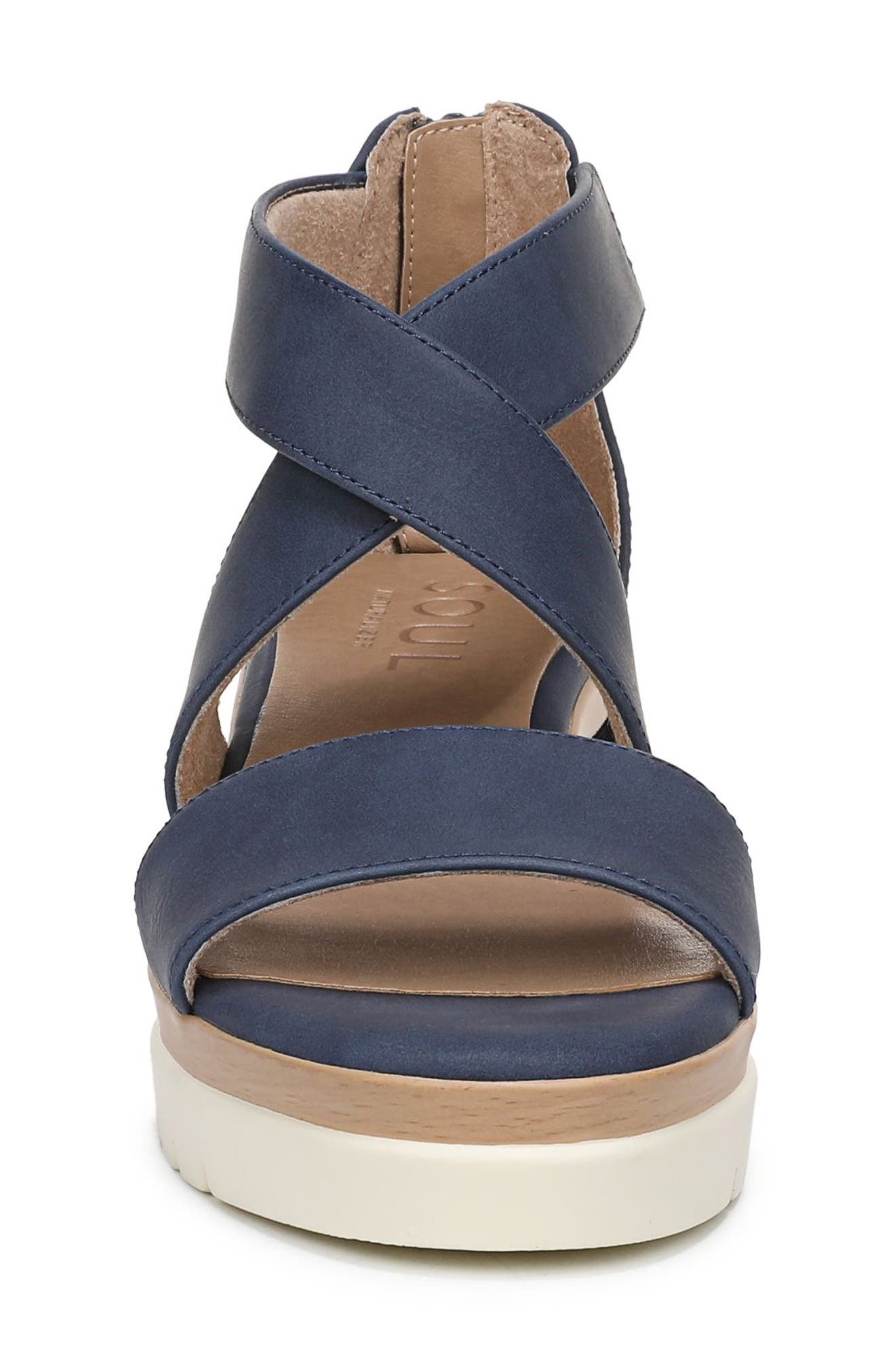 Goodtimes Platform Wedge Sandal - Wide Width Available, Alternate, color, DARK BLUE FAUX LEATHER