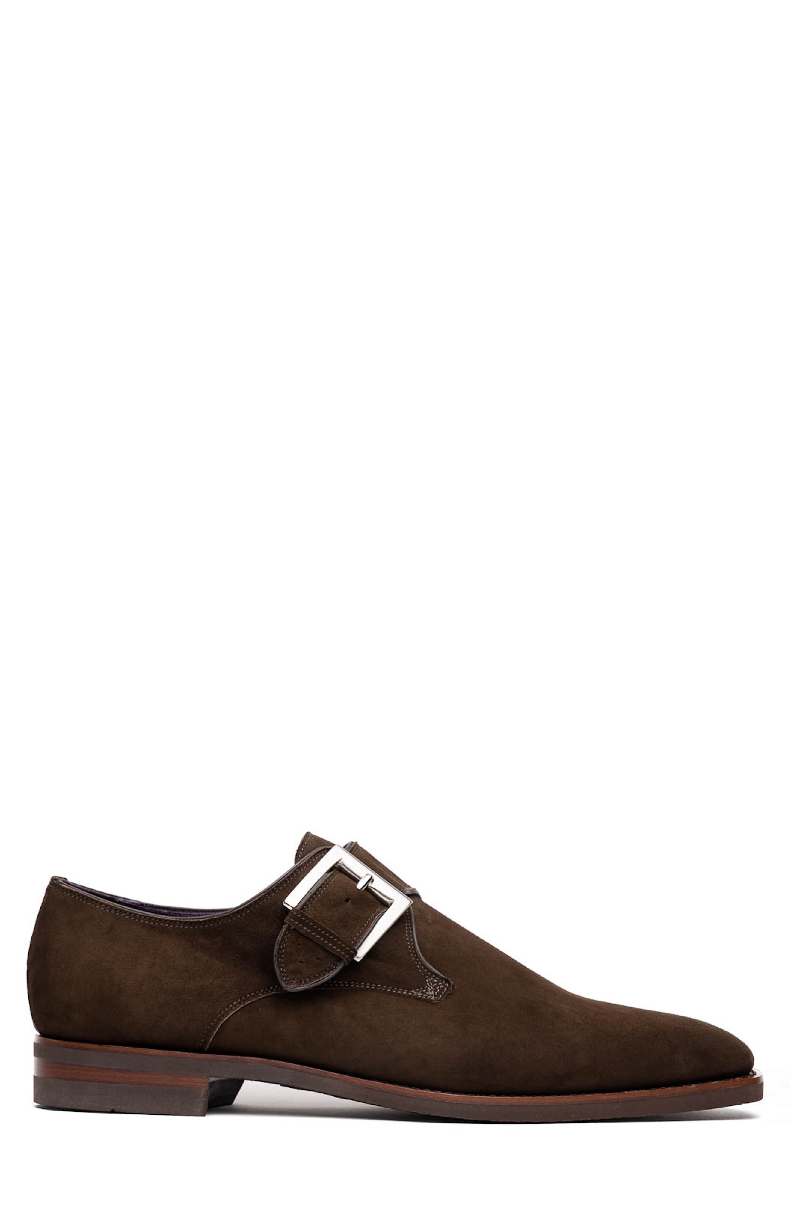 Zelli Italia Hebilla Monk Strap Shoe, Alternate, color, Dark Brown