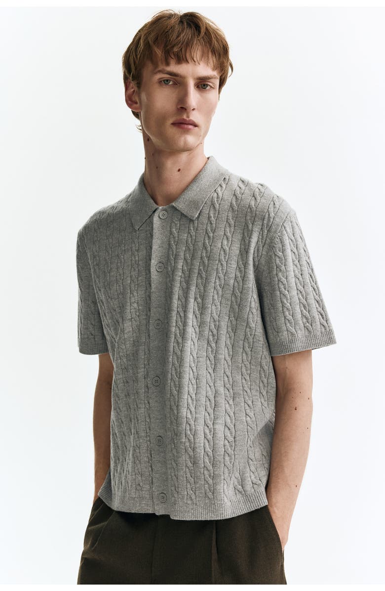 H&M Regular Fit Cable-knit Shirt, Alternate, color, Gray