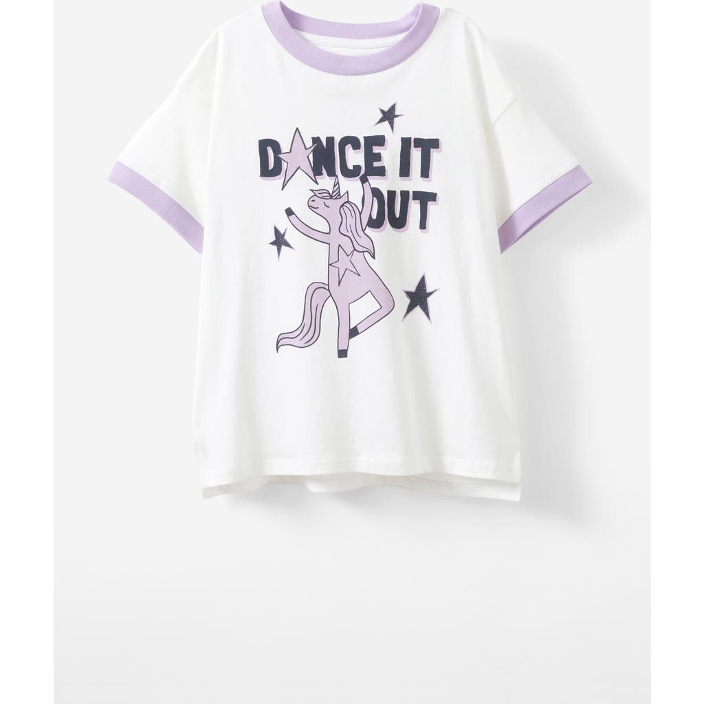 Shop Cotton On Kids Kid's Poppy Short Sleeve Graphic Print Tee In Unicorn Dance Vanilla