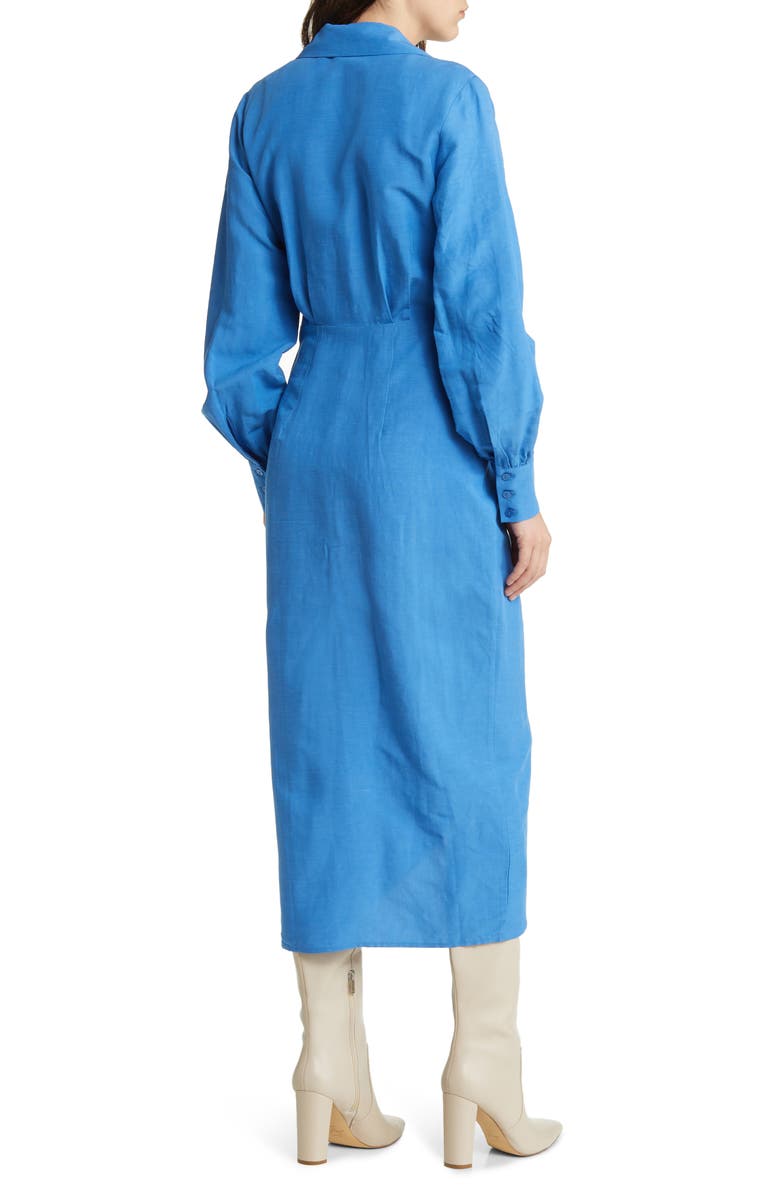 & Other Stories Collared Long Sleeve Wrap Midi Dress, Alternate, color, Blue