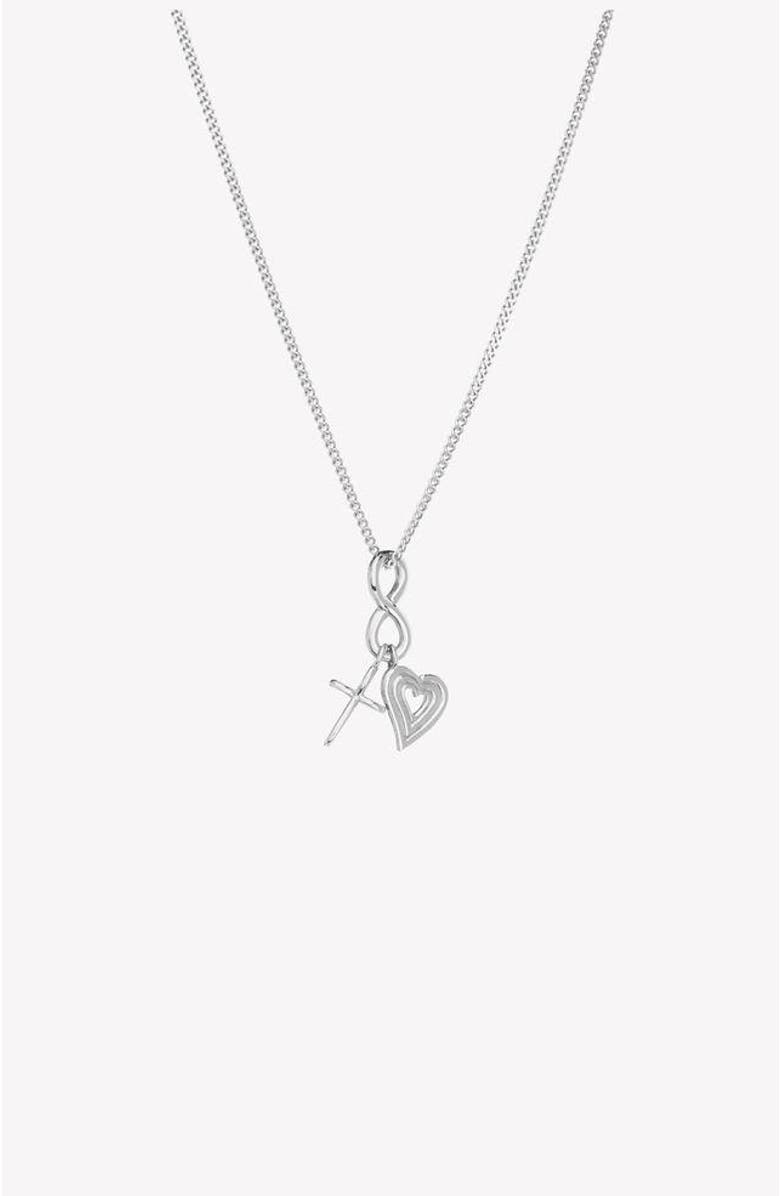 Rizen Jewelry Faith, Hope, & Love Charm Pendant Necklace, Main, color, Sterling Silver
