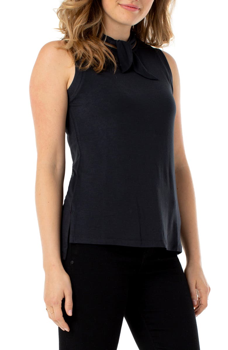 Liverpool Tie Neck Muscle Sleeveless Top, Alternate, color,