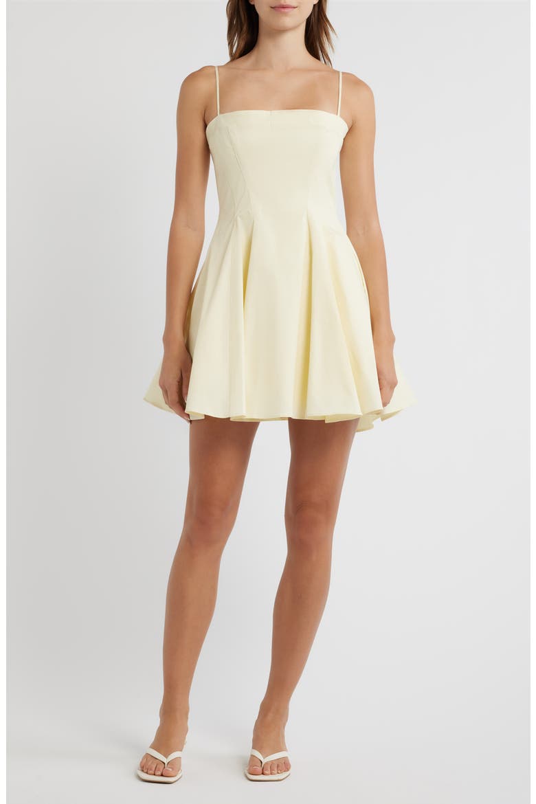 Dolly Stretch Cotton Fit & Flare Cocktail Dress, Alternate, color, LEMON